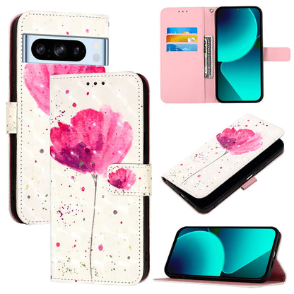 Google Pixel 8 Pro Leather Flip Phone Case with 3D Painted Design, Card Holder, Wallet & Stand Function - Durable Protection & Easy Access