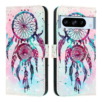 Google Pixel 8 Pro Leather Flip Phone Case with 3D Painted Design, Card Holder, Wallet & Stand Function - Durable Protection & Easy Access