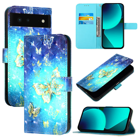 Google Pixel 6 Leather Flip Phone Case with 3D Painted Design, Card Holder, Wallet & Stand Function - Durable Protection & Easy Access