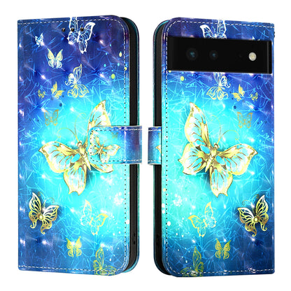 Google Pixel 6 Leather Flip Phone Case with 3D Painted Design, Card Holder, Wallet & Stand Function - Durable Protection & Easy Access