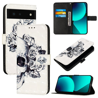 Google Pixel 6 Leather Flip Phone Case with 3D Painted Design, Card Holder, Wallet & Stand Function - Durable Protection & Easy Access