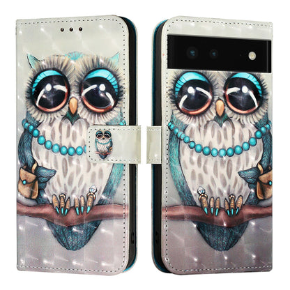 Google Pixel 6 Leather Flip Phone Case with 3D Painted Design, Card Holder, Wallet & Stand Function - Durable Protection & Easy Access