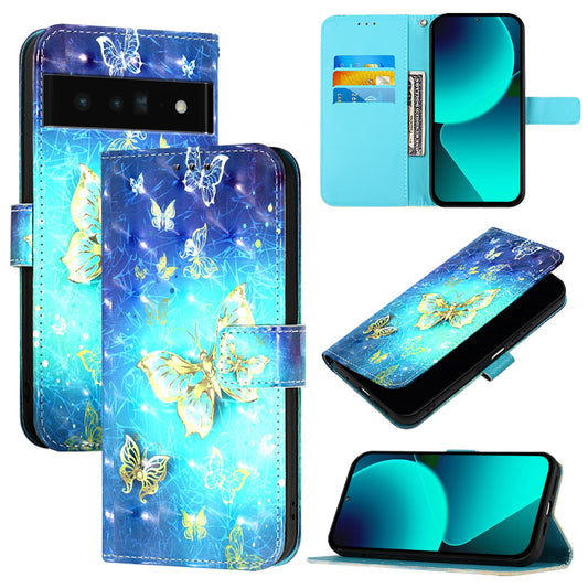 Google Pixel 6 Pro Leather Flip Phone Case with 3D Painted Design, Card Holder, Wallet & Stand Function - Durable Protection & Easy Access