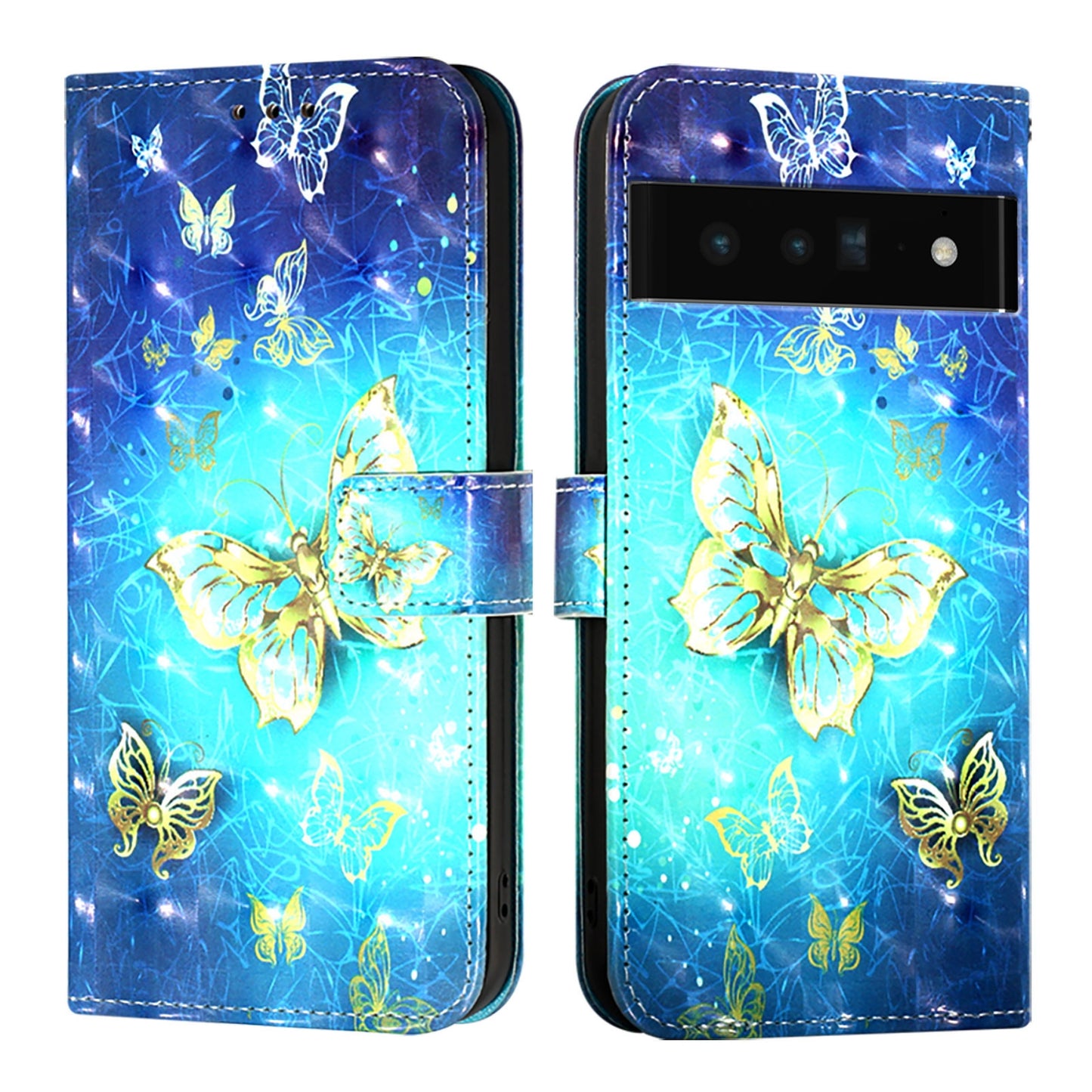 Google Pixel 6 Pro Leather Flip Phone Case with 3D Painted Design, Card Holder, Wallet & Stand Function - Durable Protection & Easy Access