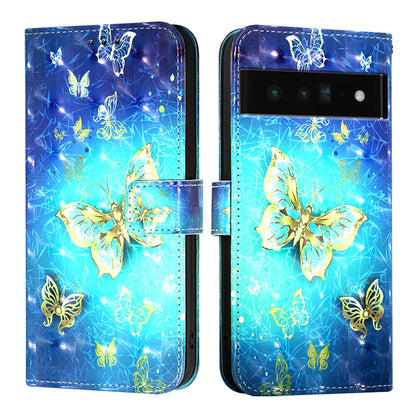 Google Pixel 6 Pro Leather Flip Phone Case with 3D Painted Design, Card Holder, Wallet & Stand Function - Durable Protection & Easy Access