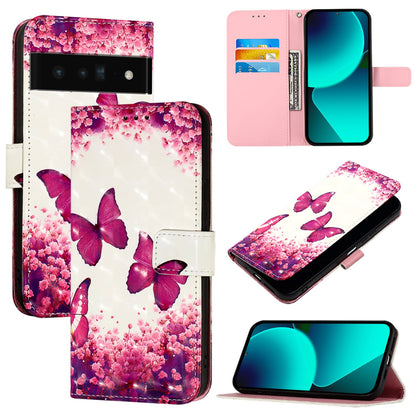Google Pixel 6 Pro Leather Flip Phone Case with 3D Painted Design, Card Holder, Wallet & Stand Function - Durable Protection & Easy Access