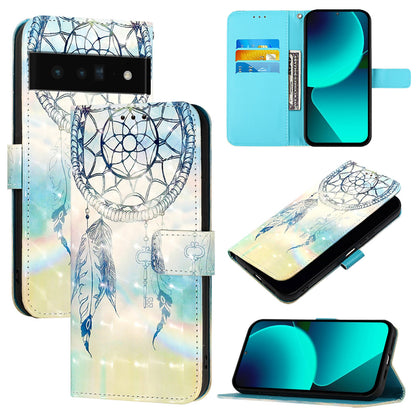 Google Pixel 6 Pro Leather Flip Phone Case with 3D Painted Design, Card Holder, Wallet & Stand Function - Durable Protection & Easy Access