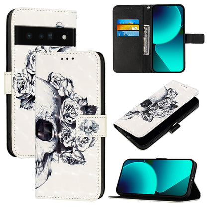 Google Pixel 6 Pro Leather Flip Phone Case with 3D Painted Design, Card Holder, Wallet & Stand Function - Durable Protection & Easy Access