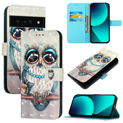 Google Pixel 6 Pro Leather Flip Phone Case with 3D Painted Design, Card Holder, Wallet & Stand Function - Durable Protection & Easy Access