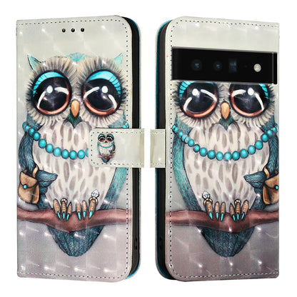 Google Pixel 6 Pro Leather Flip Phone Case with 3D Painted Design, Card Holder, Wallet & Stand Function - Durable Protection & Easy Access