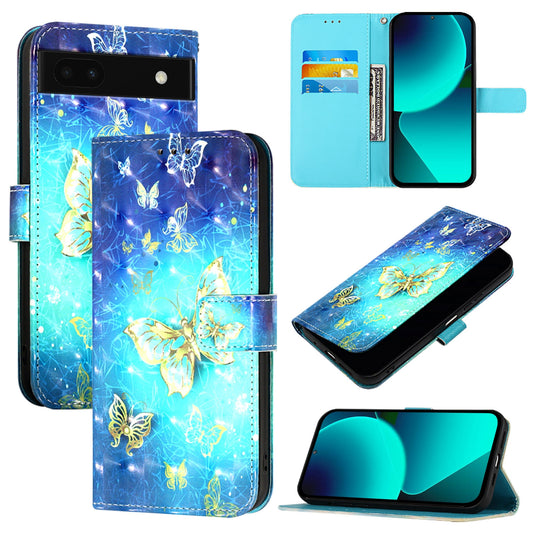 Google Pixel 6a Leather Flip Phone Case with 3D Painted Design, Card Holder, Wallet & Stand Function - Durable Protection & Easy Access