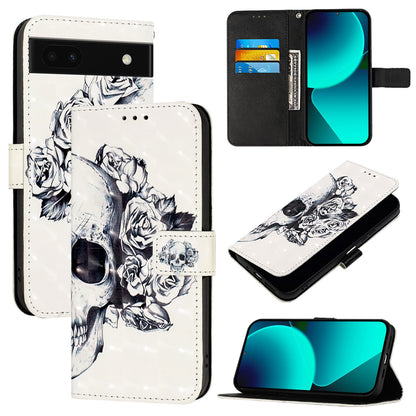 Google Pixel 6a Leather Flip Phone Case with 3D Painted Design, Card Holder, Wallet & Stand Function - Durable Protection & Easy Access