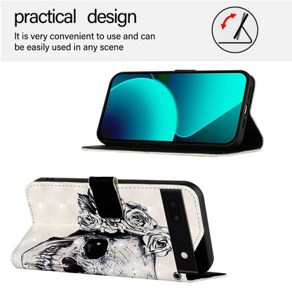 Google Pixel 6a Leather Flip Phone Case with 3D Painted Design, Card Holder, Wallet & Stand Function - Durable Protection & Easy Access