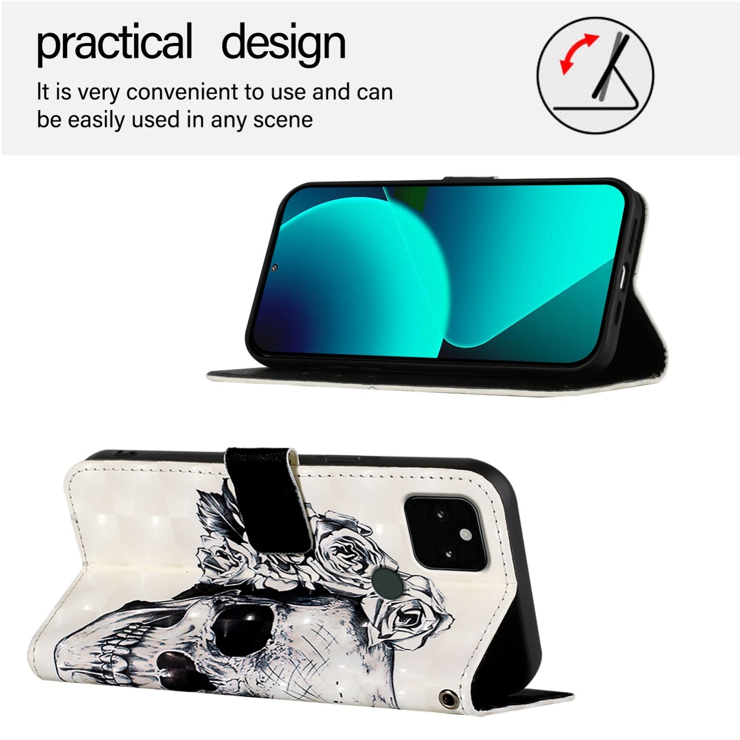 Google Pixel 5a 5G Leather Flip Phone Case with 3D Painted Design, Card Holder, Wallet & Stand Function - Durable Protection & Easy Access