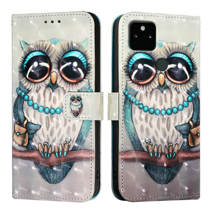 Google Pixel 5a 5G Leather Flip Phone Case with 3D Painted Design, Card Holder, Wallet & Stand Function - Durable Protection & Easy Access