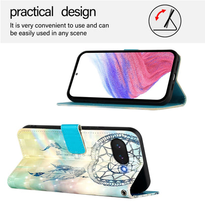 Google Pixel 9a Leather Flip Phone Case with 3D Painted Design, Card Holder, Wallet & Stand Function - Durable Protection & Easy Access