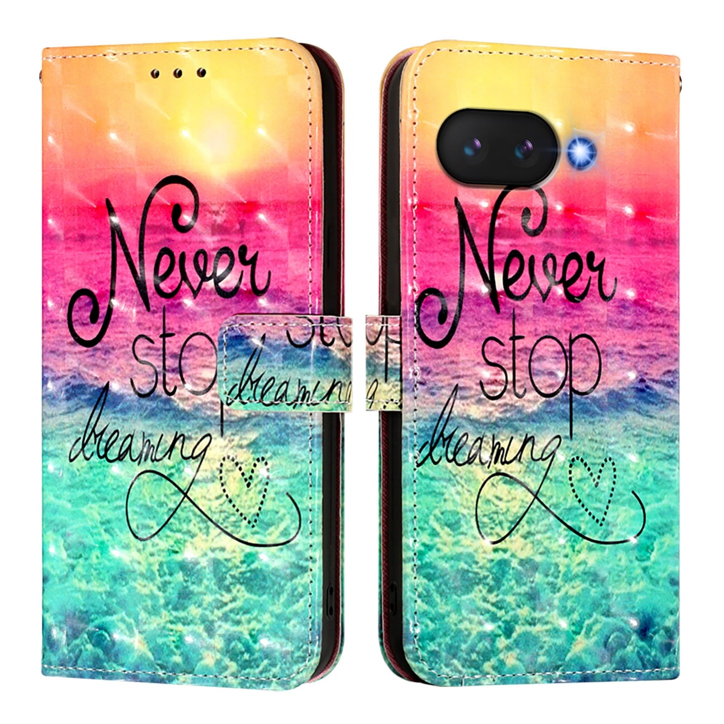 Google Pixel 9a Leather Flip Phone Case with 3D Painted Design, Card Holder, Wallet & Stand Function - Durable Protection & Easy Access