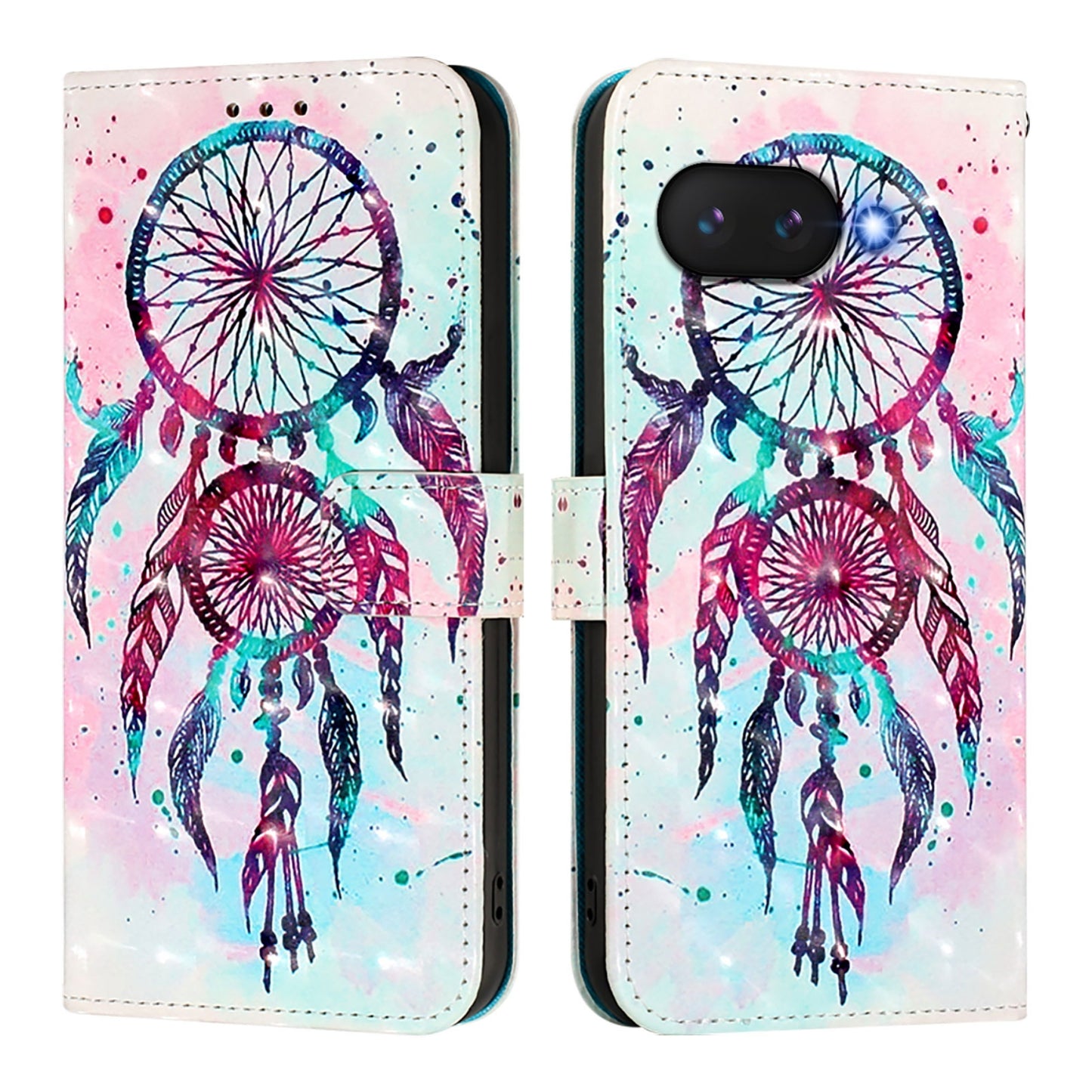 Google Pixel 9a Leather Flip Phone Case with 3D Painted Design, Card Holder, Wallet & Stand Function - Durable Protection & Easy Access