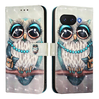 Google Pixel 9a Leather Flip Phone Case with 3D Painted Design, Card Holder, Wallet & Stand Function - Durable Protection & Easy Access