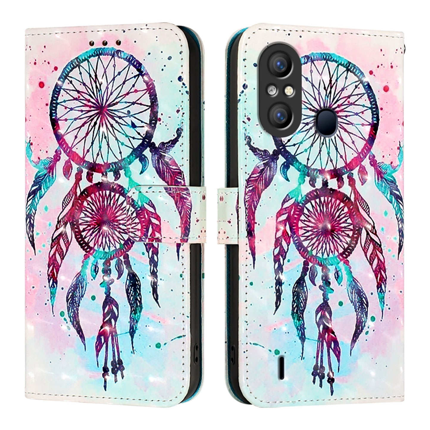 Itel A49 Leather Flip Phone Case with 3D Painted Design, Card Holder, Wallet & Stand Function - Durable Protection & Easy Access