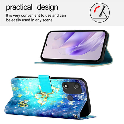 Itel P17 Leather Flip Phone Case with 3D Painted Design, Card Holder, Wallet & Stand Function - Durable Protection & Easy Access