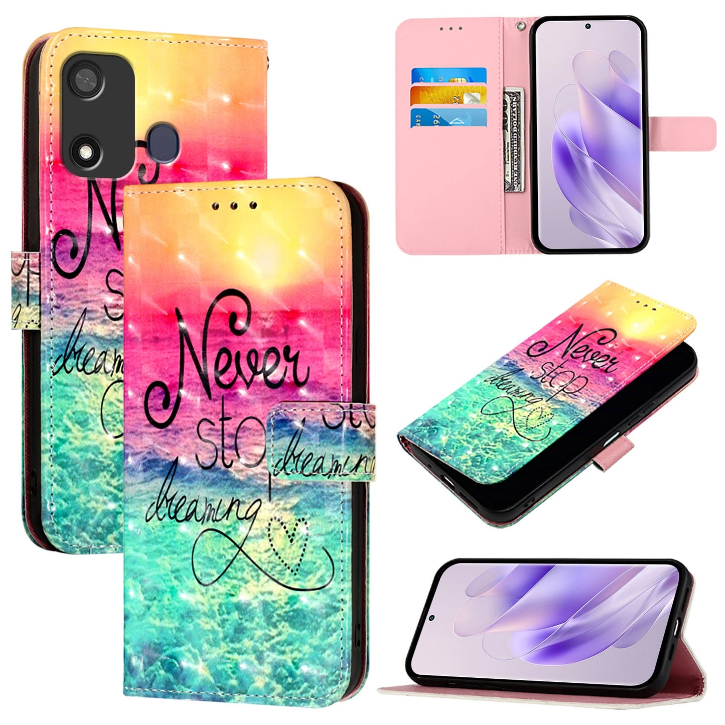 Itel P17 Leather Flip Phone Case with 3D Painted Design, Card Holder, Wallet & Stand Function - Durable Protection & Easy Access
