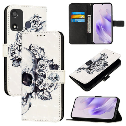 Itel P17 Leather Flip Phone Case with 3D Painted Design, Card Holder, Wallet & Stand Function - Durable Protection & Easy Access