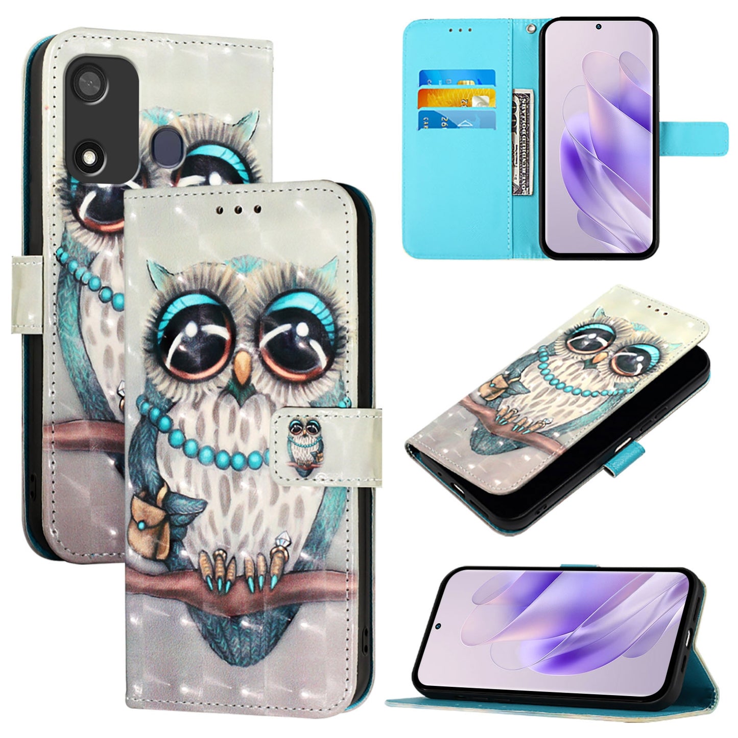Itel A27 Leather Flip Phone Case with 3D Painted Design, Card Holder, Wallet & Stand Function - Durable Protection & Easy Access