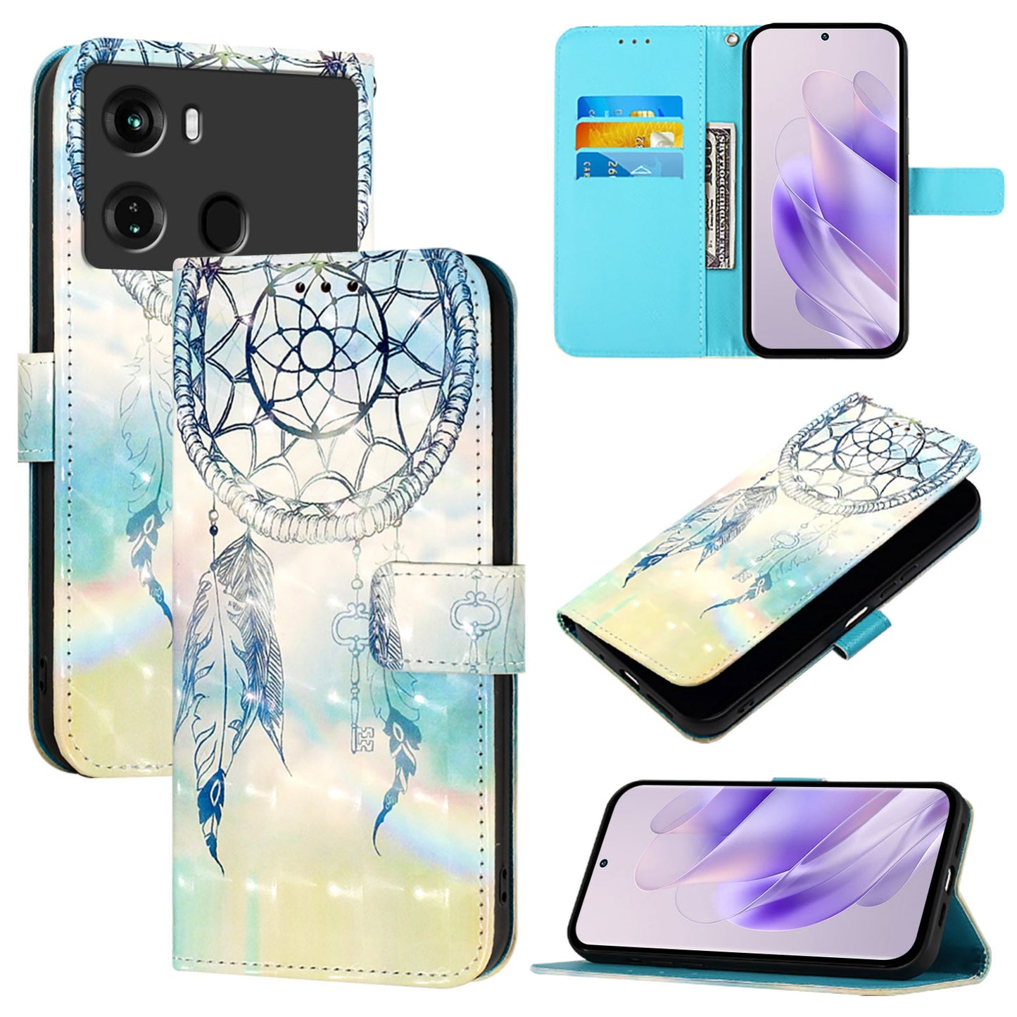 Itel P40 Leather Flip Phone Case with 3D Painted Design, Card Holder, Wallet & Stand Function - Durable Protection & Easy Access