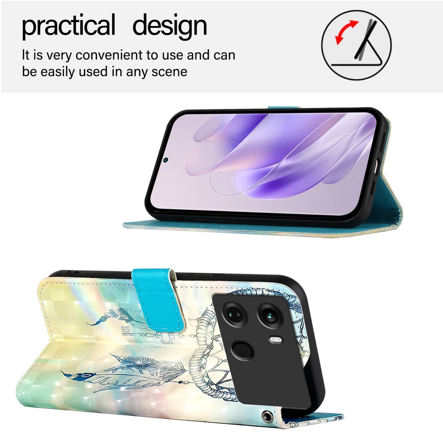 Itel P40 Leather Flip Phone Case with 3D Painted Design, Card Holder, Wallet & Stand Function - Durable Protection & Easy Access