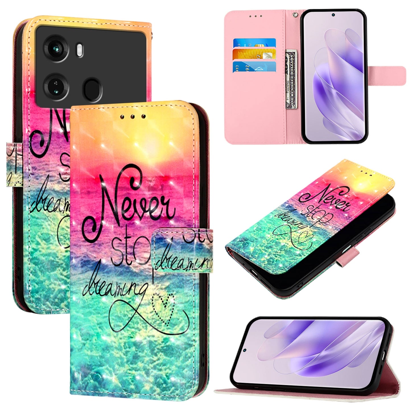 Itel P40 Leather Flip Phone Case with 3D Painted Design, Card Holder, Wallet & Stand Function - Durable Protection & Easy Access