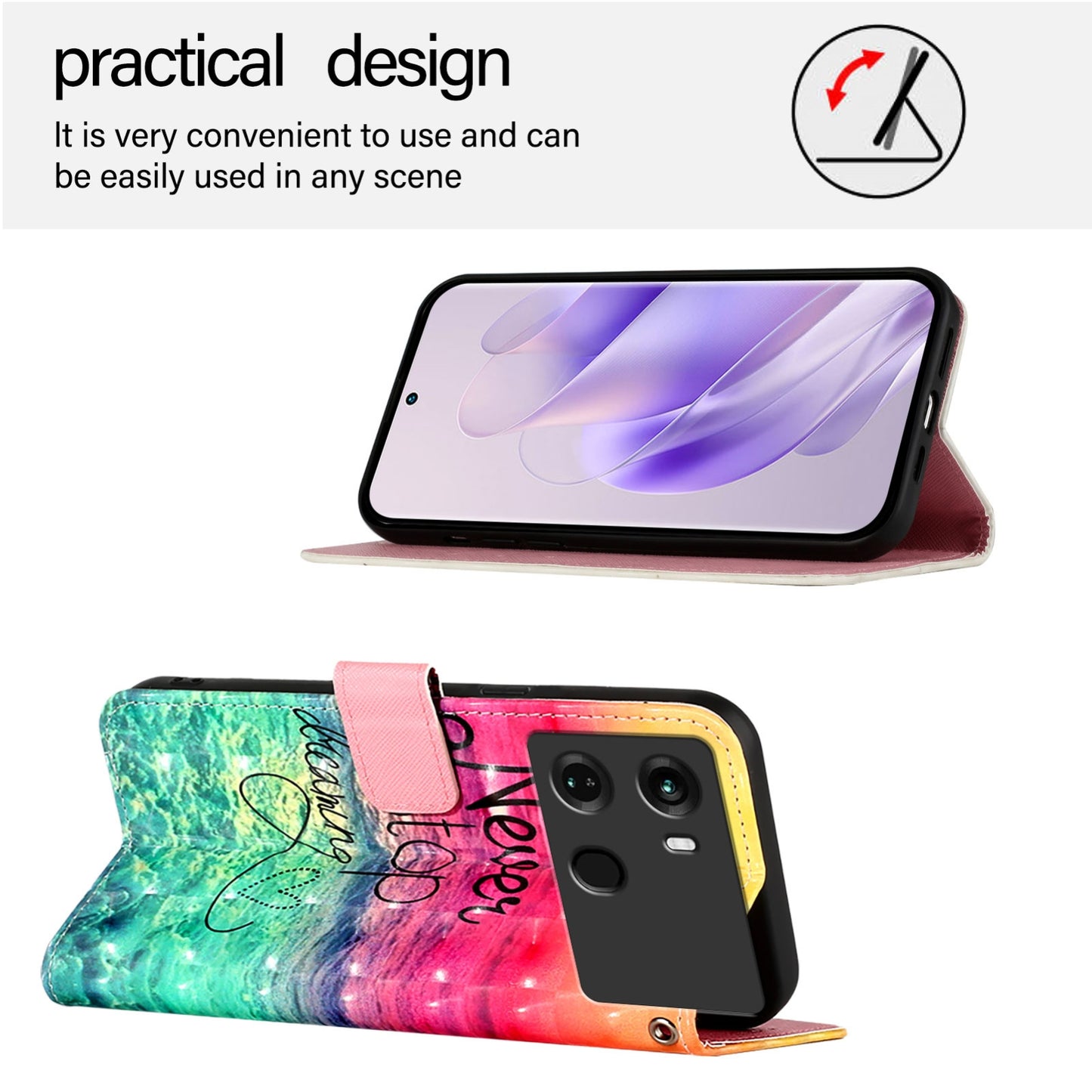Itel P40 Leather Flip Phone Case with 3D Painted Design, Card Holder, Wallet & Stand Function - Durable Protection & Easy Access