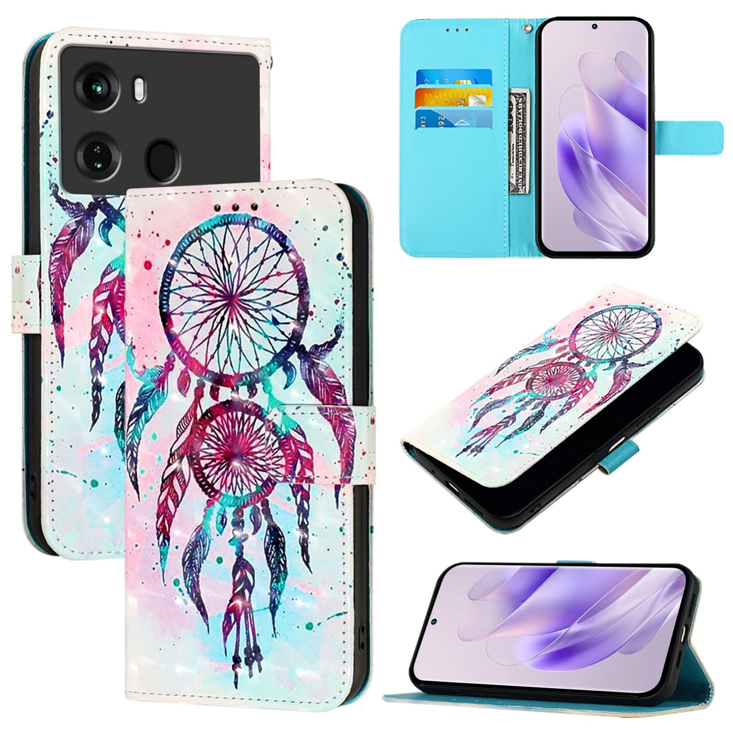 Itel P40 Leather Flip Phone Case with 3D Painted Design, Card Holder, Wallet & Stand Function - Durable Protection & Easy Access