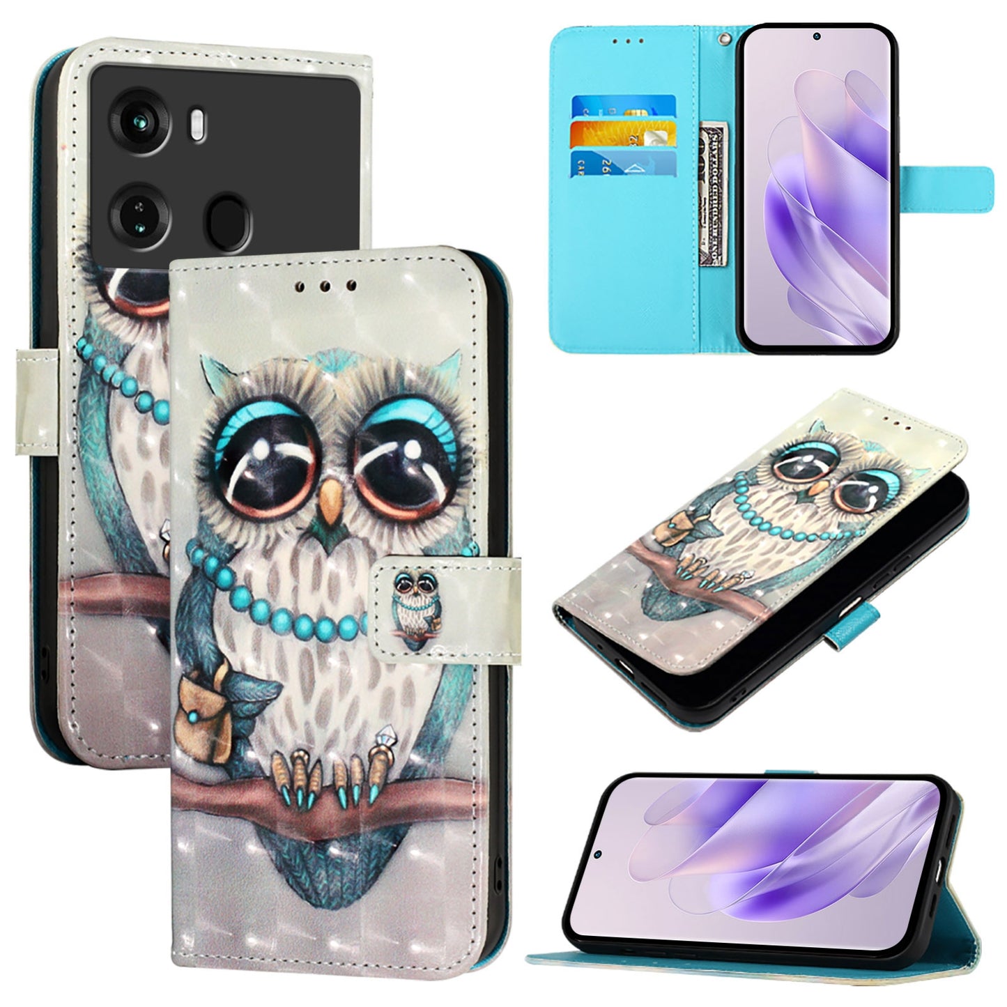 Itel P40 Leather Flip Phone Case with 3D Painted Design, Card Holder, Wallet & Stand Function - Durable Protection & Easy Access