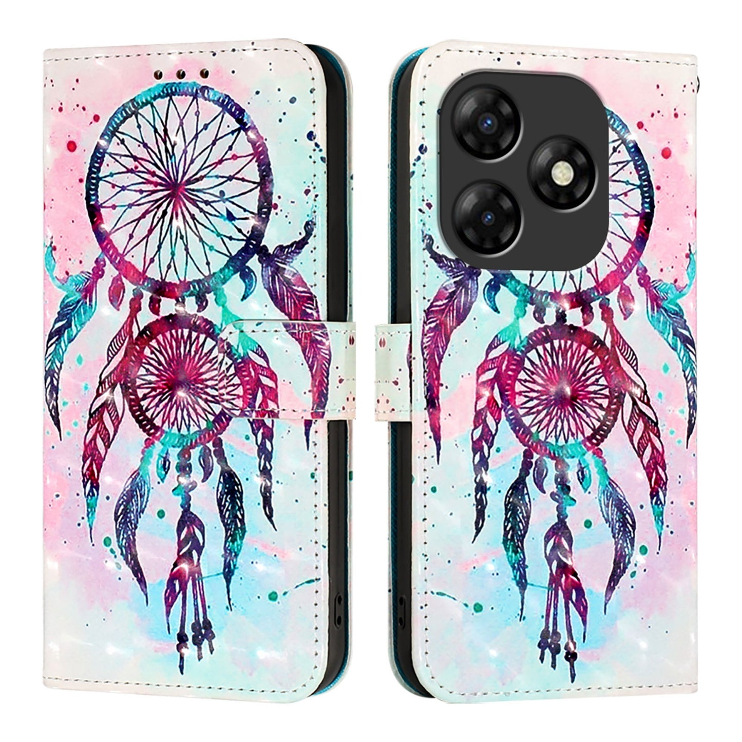 Itel P55 4G Leather Flip Phone Case with 3D Painted Design, Card Holder, Wallet & Stand Function - Durable Protection & Easy Access