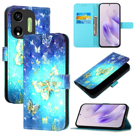 Itel P55 5G Leather Flip Phone Case with 3D Painted Design, Card Holder, Wallet & Stand Function - Durable Protection & Easy Access