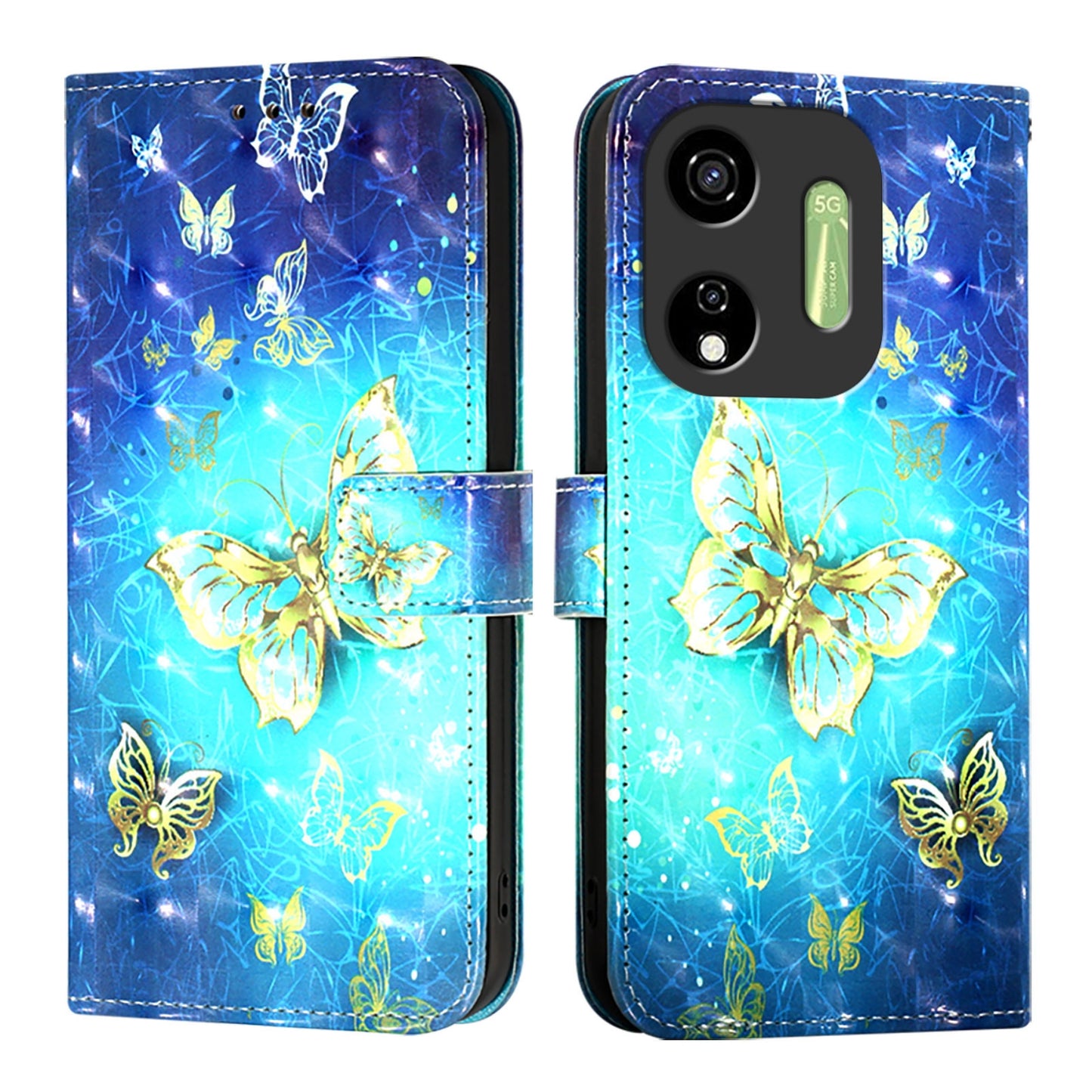 Itel P55 5G Leather Flip Phone Case with 3D Painted Design, Card Holder, Wallet & Stand Function - Durable Protection & Easy Access