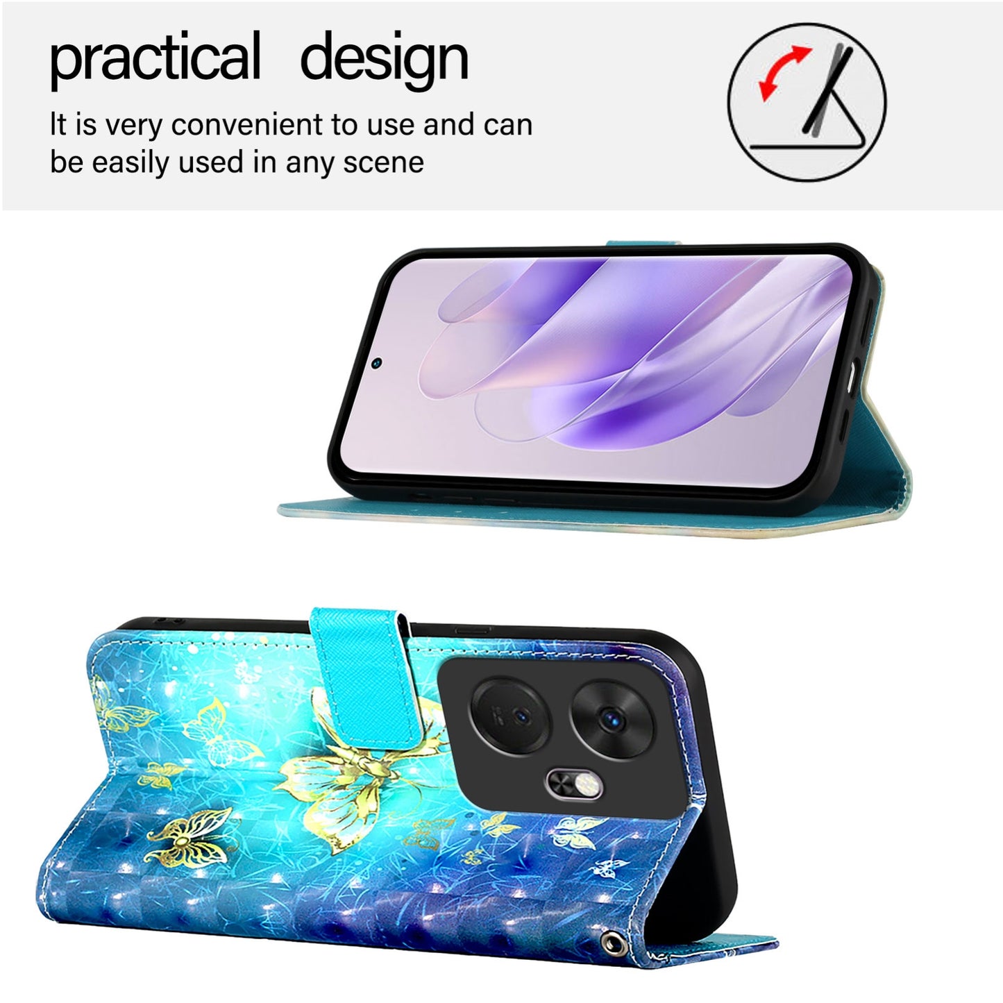 Itel P55+ Leather Flip Phone Case with 3D Painted Design, Card Holder, Wallet & Stand Function - Durable Protection & Easy Access