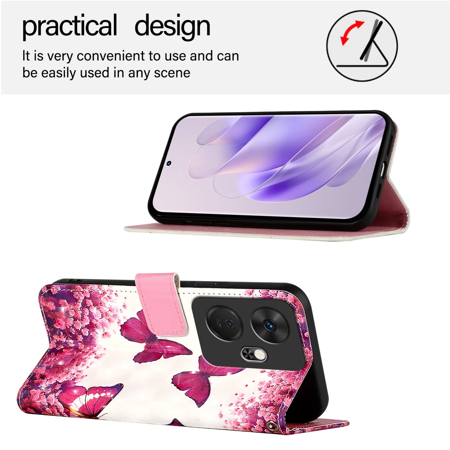 Itel P55+ Leather Flip Phone Case with 3D Painted Design, Card Holder, Wallet & Stand Function - Durable Protection & Easy Access
