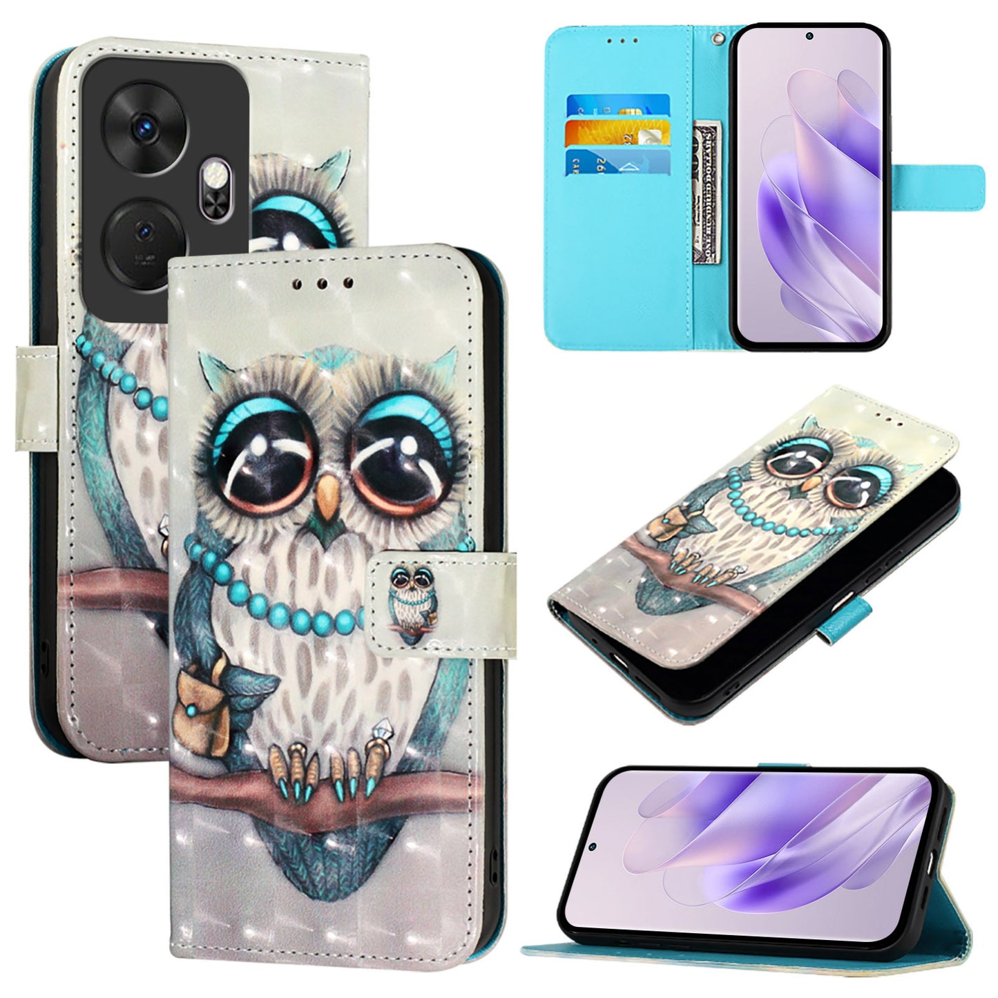 Itel P55+ Leather Flip Phone Case with 3D Painted Design, Card Holder, Wallet & Stand Function - Durable Protection & Easy Access