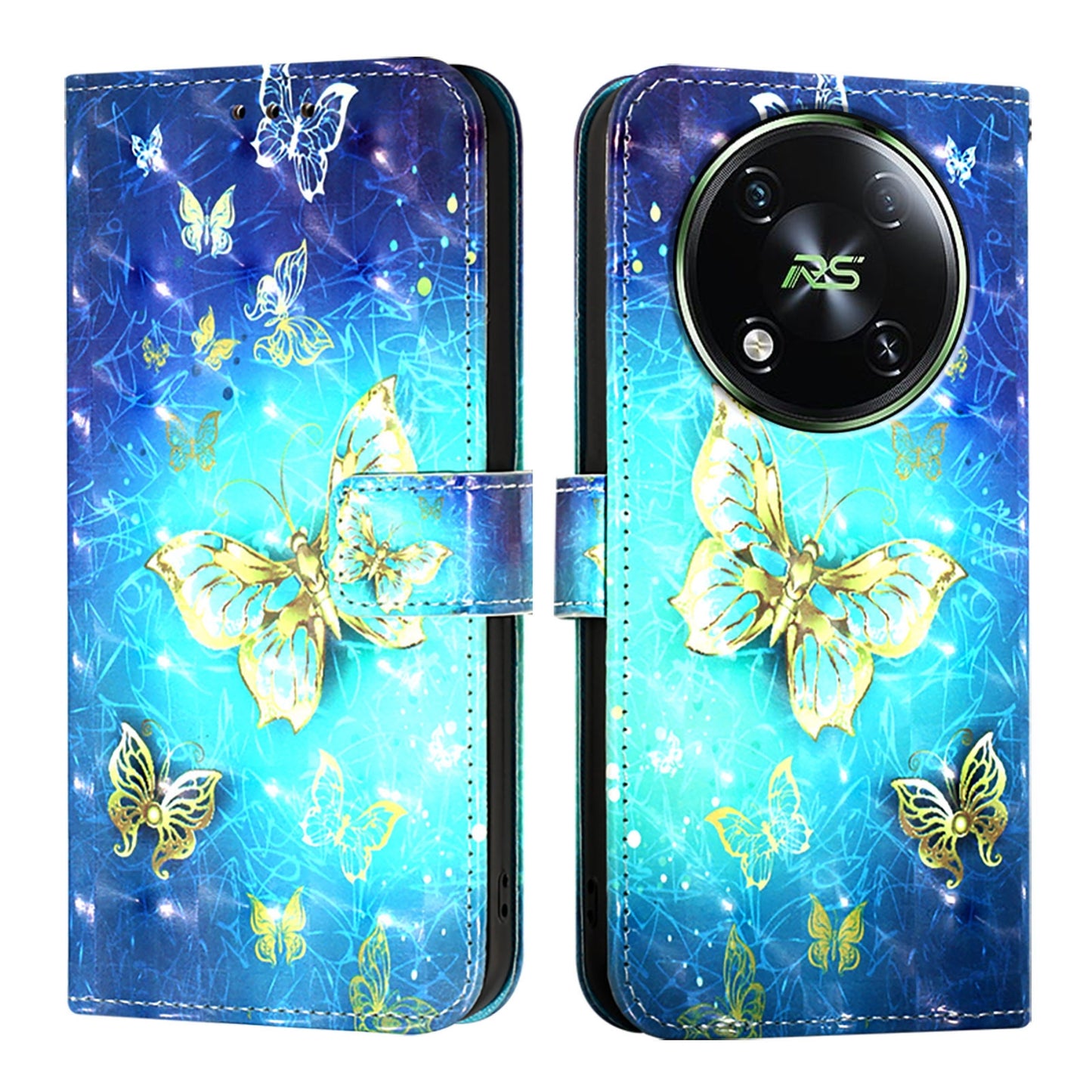 Itel RS4 Leather Flip Phone Case with 3D Painted Design, Card Holder, Wallet & Stand Function - Durable Protection & Easy Access