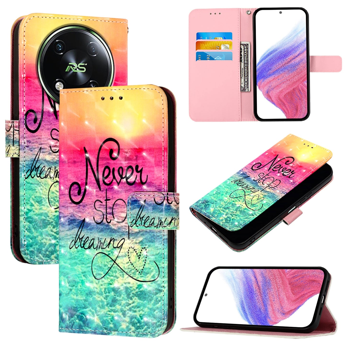 Itel RS4 Leather Flip Phone Case with 3D Painted Design, Card Holder, Wallet & Stand Function - Durable Protection & Easy Access