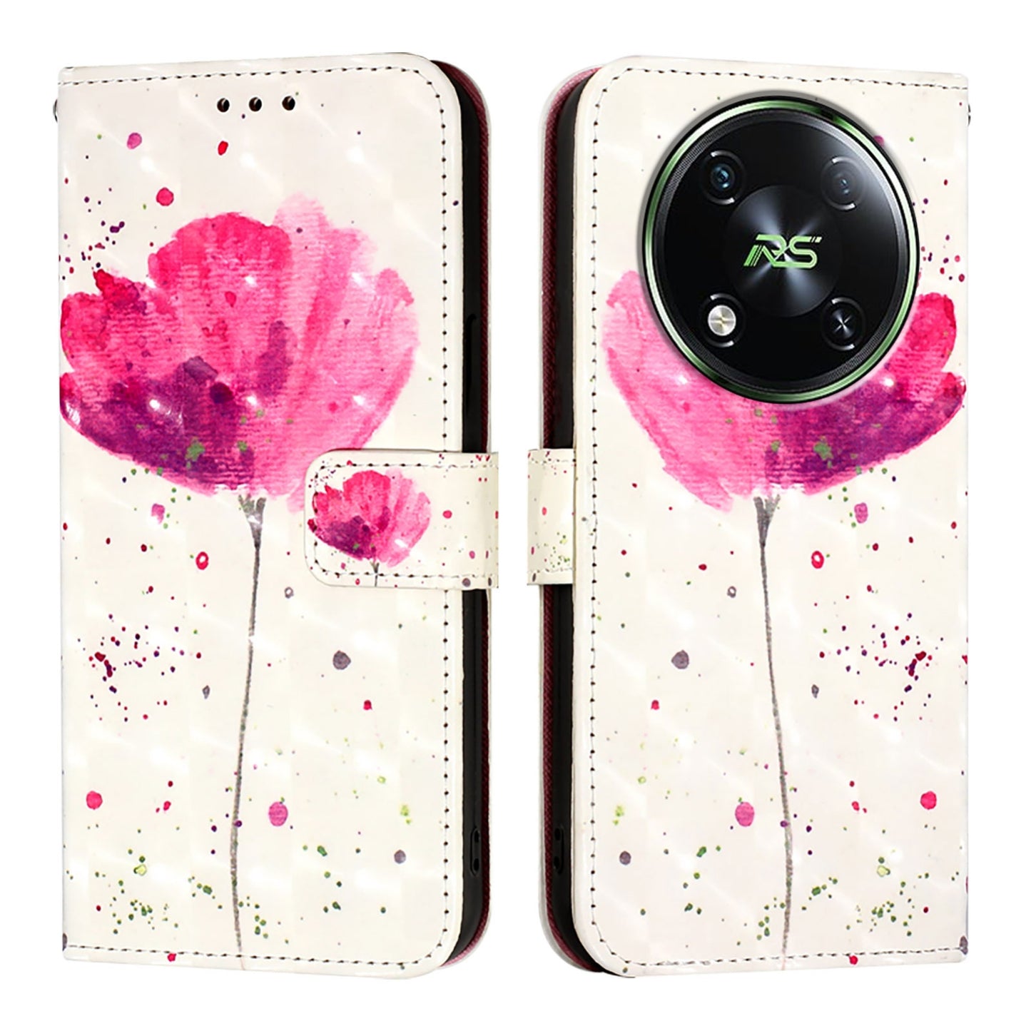 Itel RS4 Leather Flip Phone Case with 3D Painted Design, Card Holder, Wallet & Stand Function - Durable Protection & Easy Access