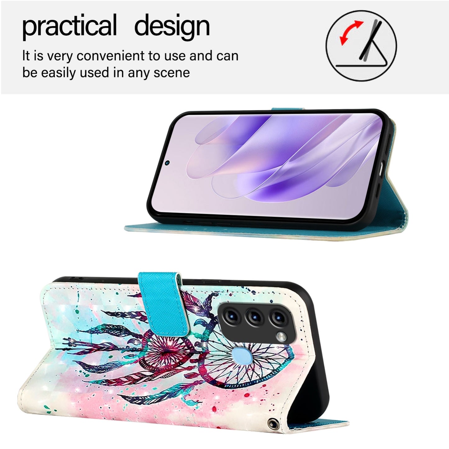 Itel S17 Leather Flip Phone Case with 3D Painted Design, Card Holder, Wallet & Stand Function - Durable Protection & Easy Access