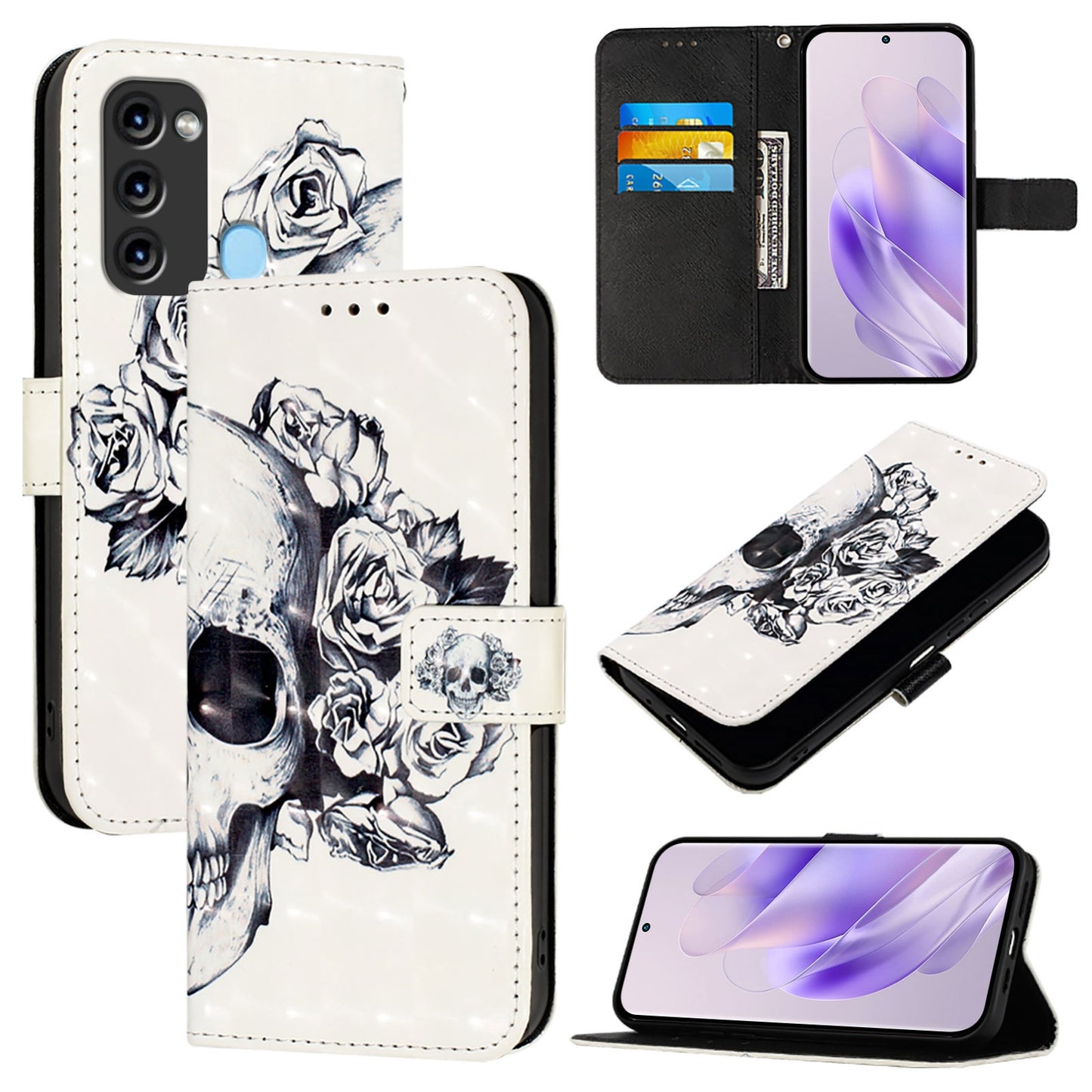 Itel Vision 3 Leather Flip Phone Case with 3D Painted Design, Card Holder, Wallet & Stand Function - Durable Protection & Easy Access