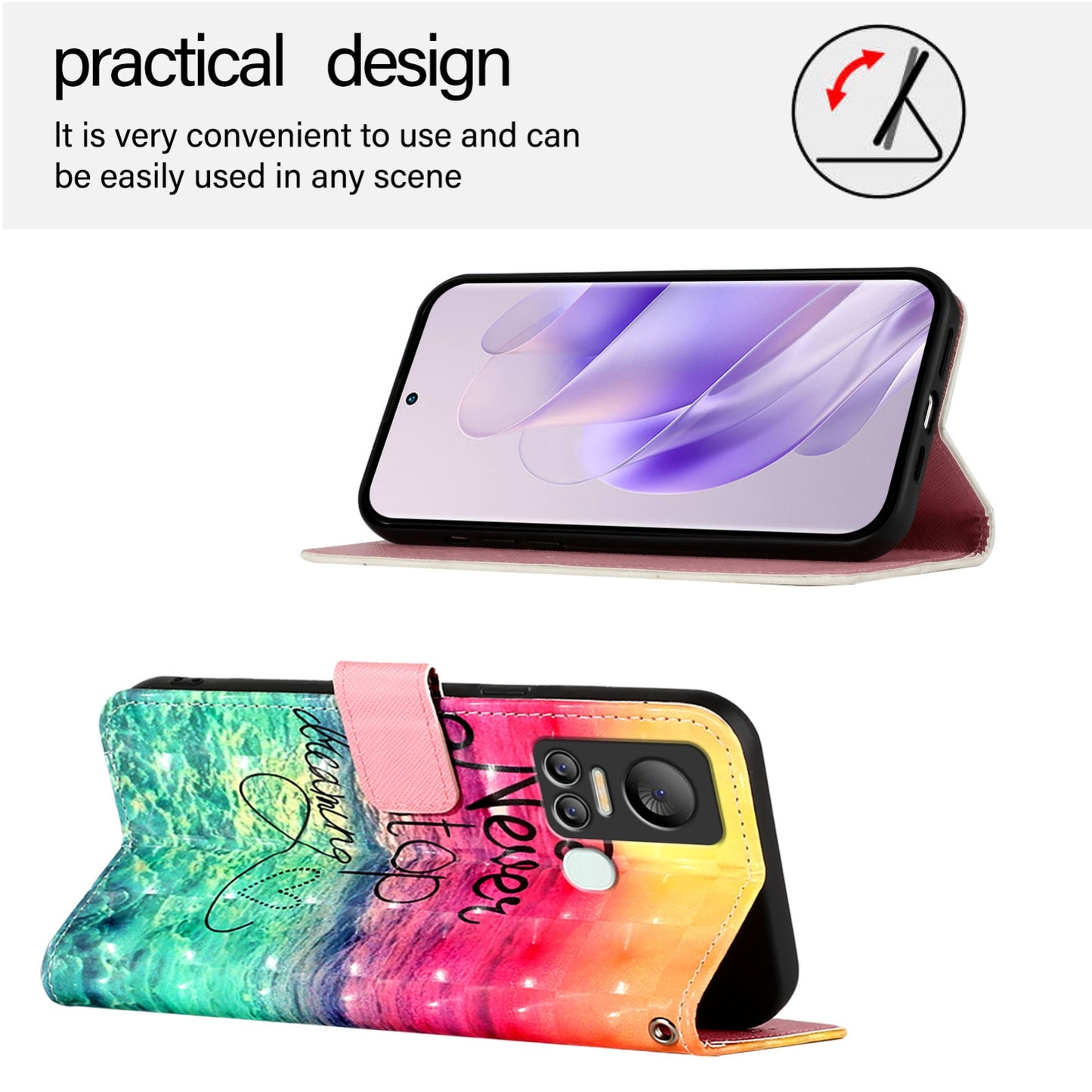 Itel S18 Leather Flip Phone Case with 3D Painted Design, Card Holder, Wallet & Stand Function - Durable Protection & Easy Access
