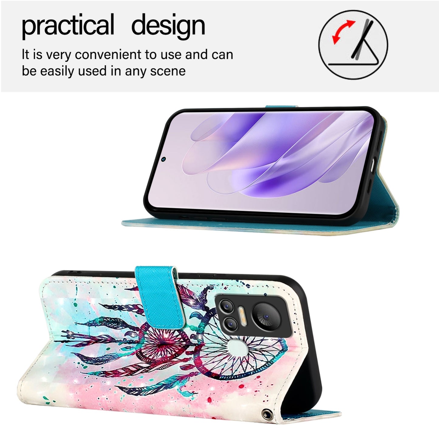 Itel S18 Leather Flip Phone Case with 3D Painted Design, Card Holder, Wallet & Stand Function - Durable Protection & Easy Access