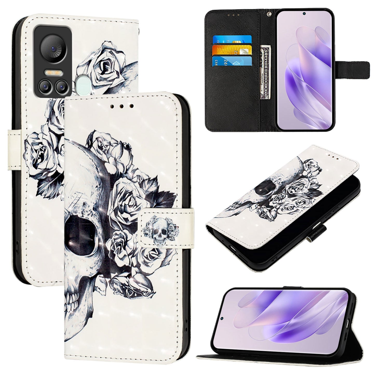 Itel S18 Leather Flip Phone Case with 3D Painted Design, Card Holder, Wallet & Stand Function - Durable Protection & Easy Access