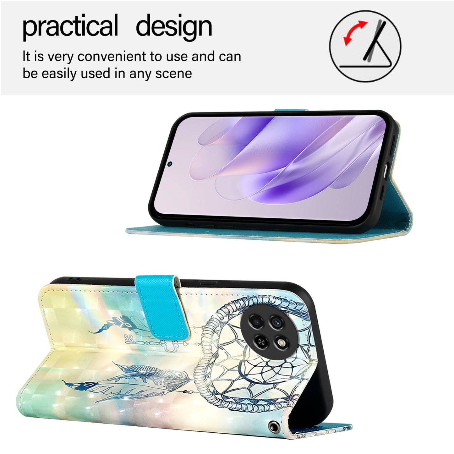 Itel S23 Leather Flip Phone Case with 3D Painted Design, Card Holder, Wallet & Stand Function - Durable Protection & Easy Access