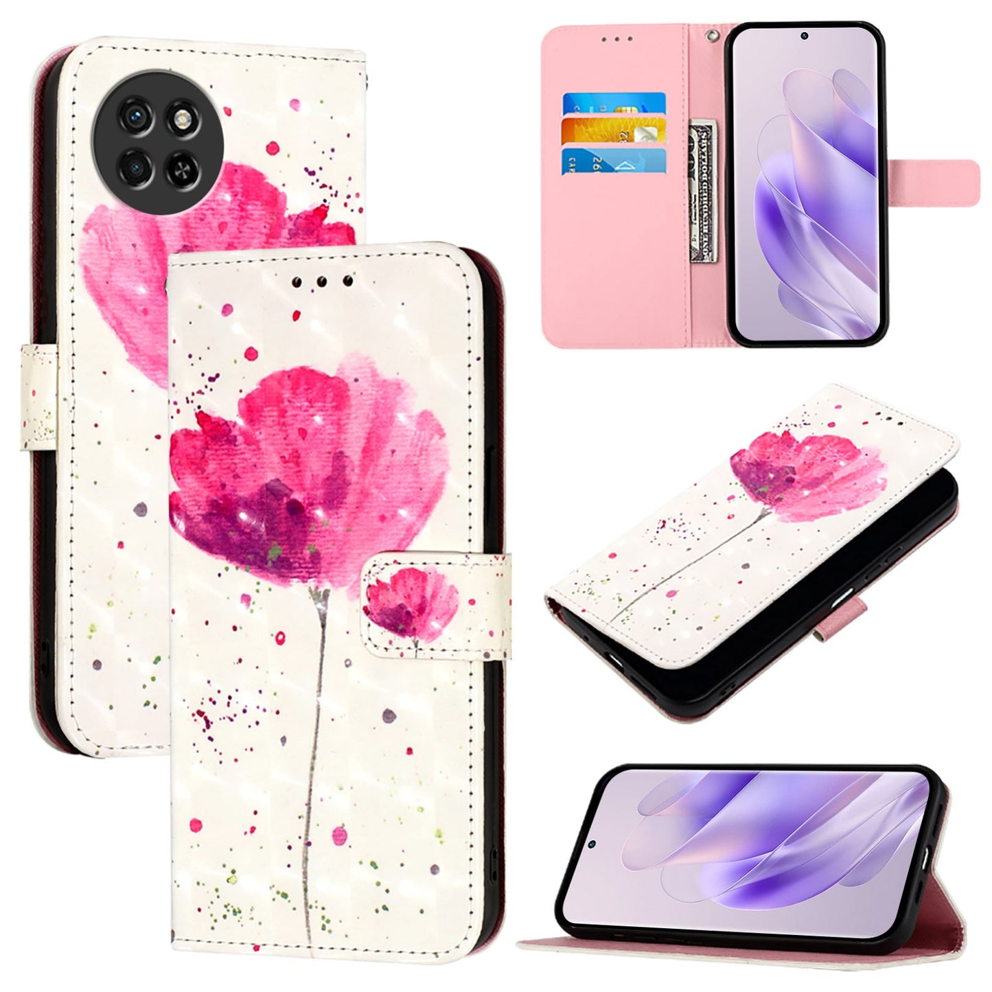 Itel S23 Leather Flip Phone Case with 3D Painted Design, Card Holder, Wallet & Stand Function - Durable Protection & Easy Access